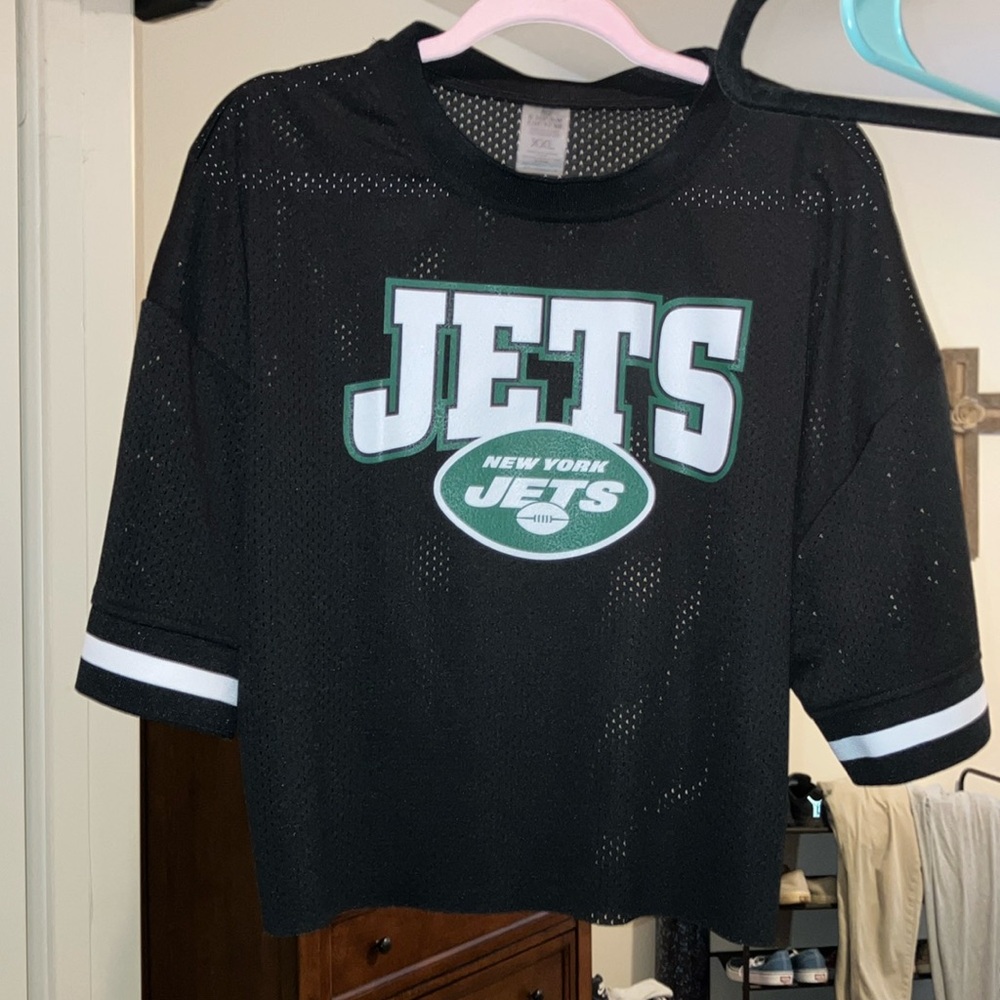 New York Jets Black Mesh Crop Top Jersey XXL